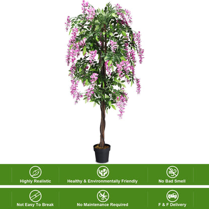 Árbol Artificial de Seda de Glicina de 1,8 m para Interiores y Exteriores - 1 pieza