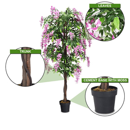 Árbol Artificial de Seda de Glicina de 1,8 m para Interiores y Exteriores - 1 pieza