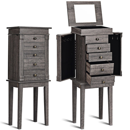 Organizador de almacenamiento de joyero de pie con patas de madera - Gris