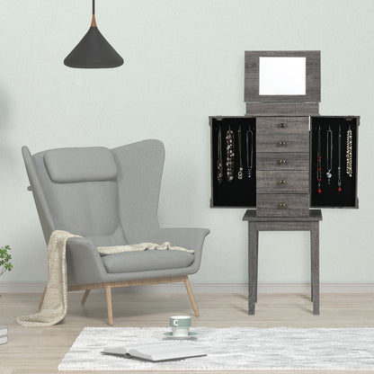 Organizador de almacenamiento de joyero de pie con patas de madera - Gris