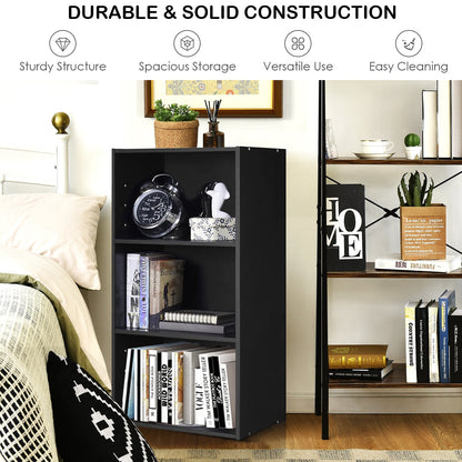 Estantería abierta de 3 niveles Mueble de almacenamiento y exhibición moderno - Negro