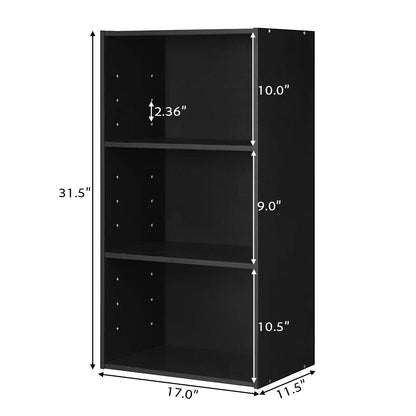 Estantería abierta de 3 niveles Mueble de almacenamiento y exhibición moderno - Negro