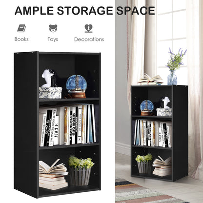 Estantería abierta de 3 niveles Mueble de almacenamiento y exhibición moderno - Negro
