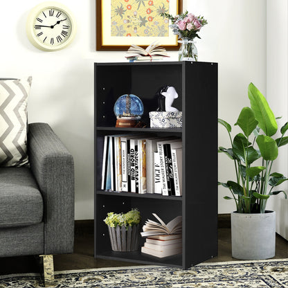 Estantería abierta de 3 niveles Mueble de almacenamiento y exhibición moderno - Negro