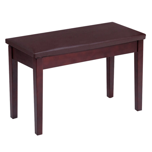 Solid Wood PU Leather Padded Piano Bench Keyboard Seat - Tampa Home & Garden Store