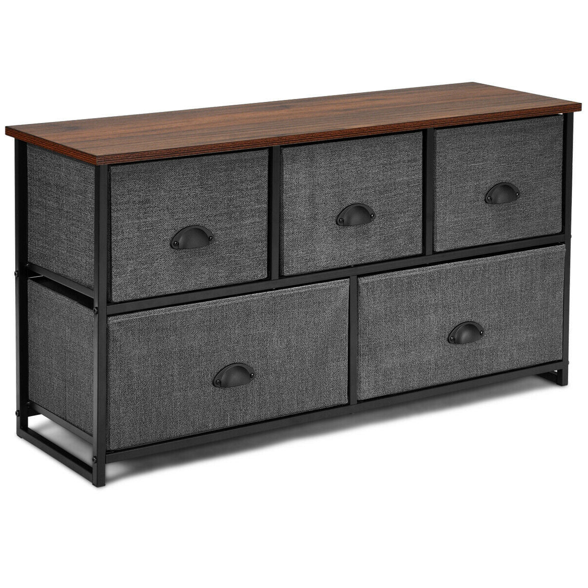 Cómoda de Madera Unidad de Almacenamiento Mesa Auxiliar Organizador de Exhibición-Gris