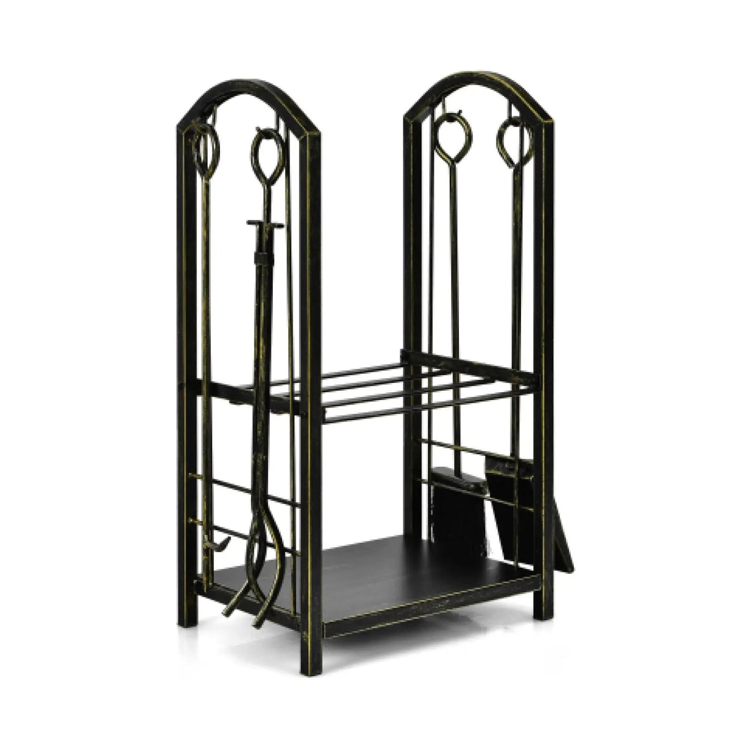 Fireplace Log Rack With Tools Set For Fireside