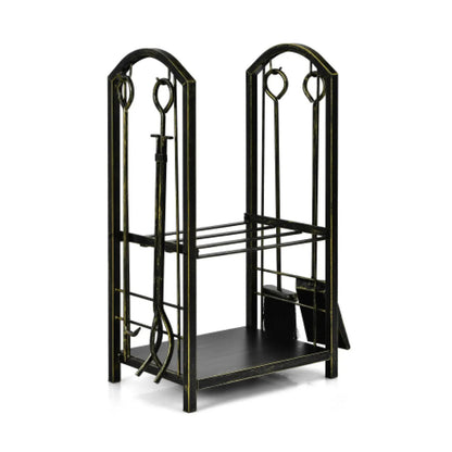 Fireplace Log Rack With Tools Set For Fireside