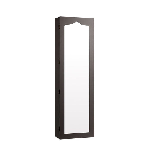 Joyero Espejo de Pared / Colgante de Puerta, 5 LED, Marrón