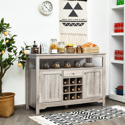 Aparador bufé con estante para vinos y estante abierto - Gris