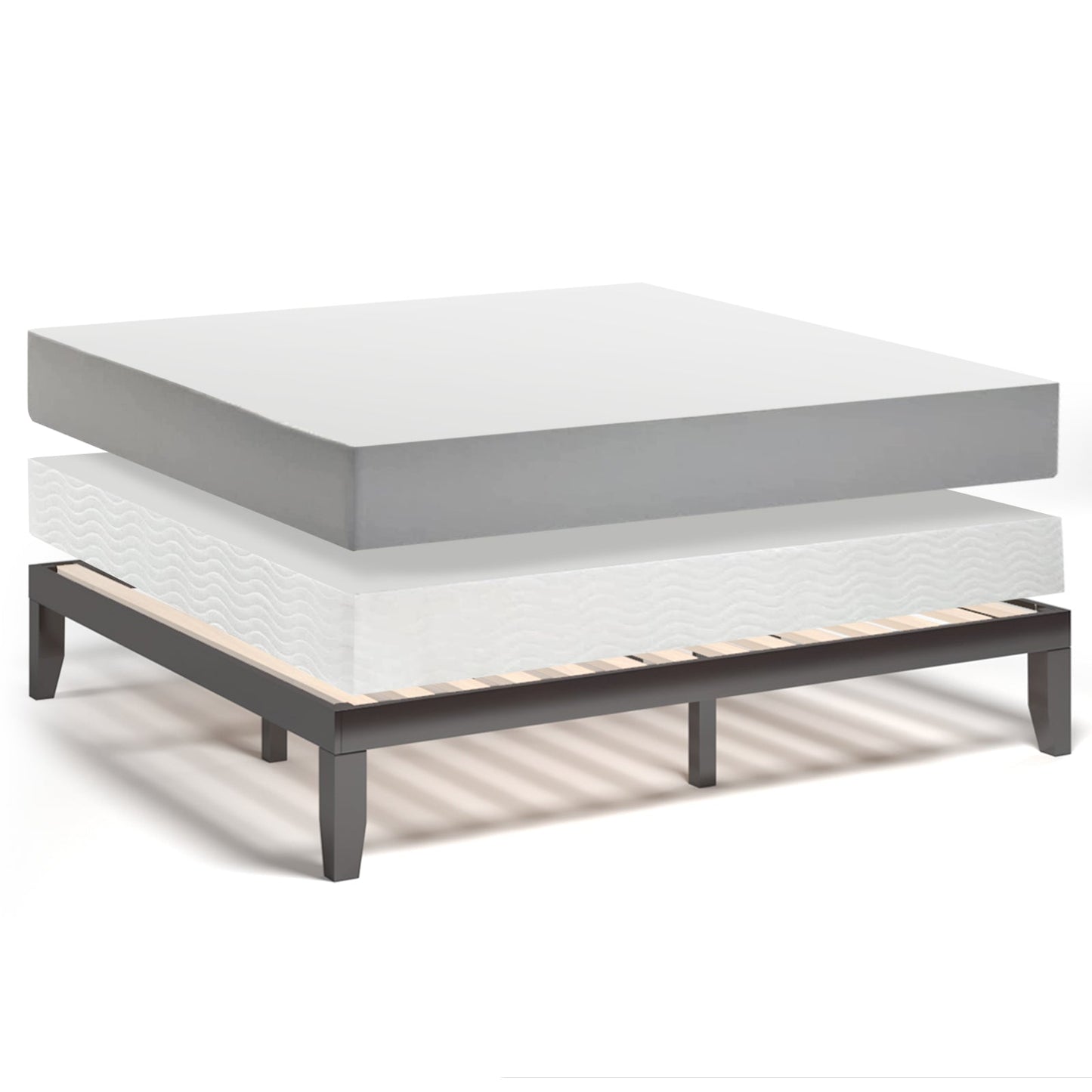 Marco de cama de plataforma de madera King Size de 14 pulgadas - Marrón