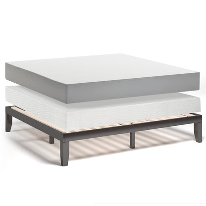 Marco de cama de plataforma de madera King Size de 14 pulgadas - Marrón