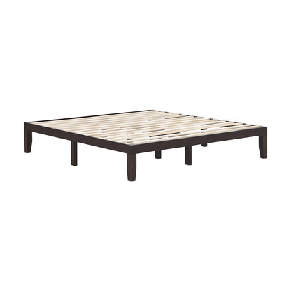 Marco de cama de plataforma de madera King Size de 14 pulgadas - Marrón