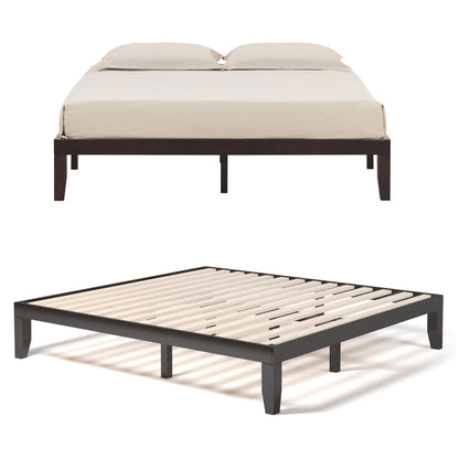 Marco de cama de plataforma de madera King Size de 14 pulgadas - Marrón