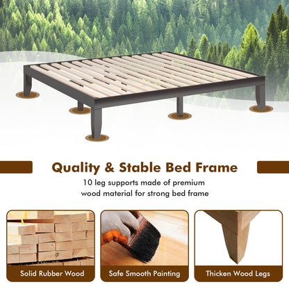 Marco de cama de plataforma de madera King Size de 14 pulgadas - Marrón