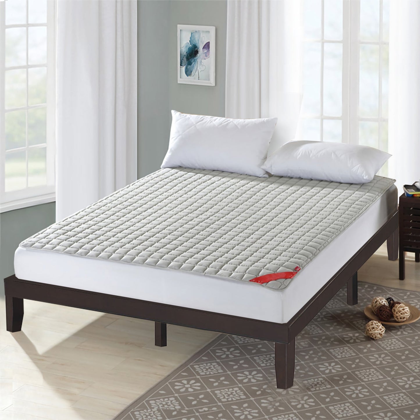 Marco de cama de plataforma de madera King Size de 14 pulgadas - Marrón
