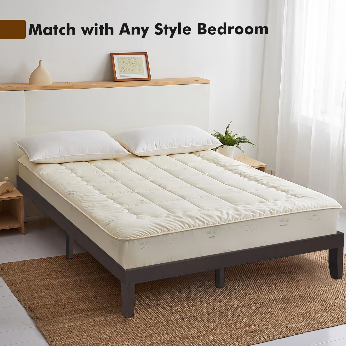 Marco de cama de plataforma de madera King Size de 14 pulgadas - Marrón