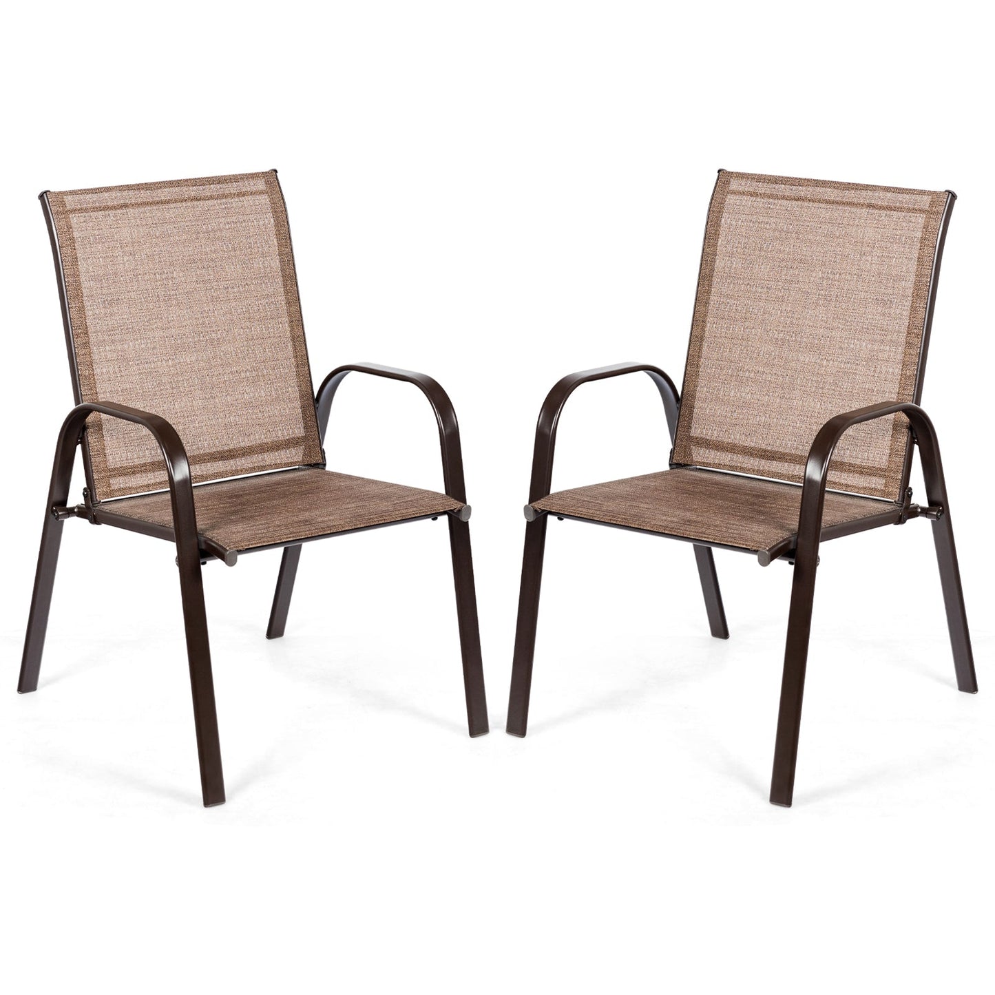 2 sillas de patio, silla de comedor exterior con reposabrazos - Marrón