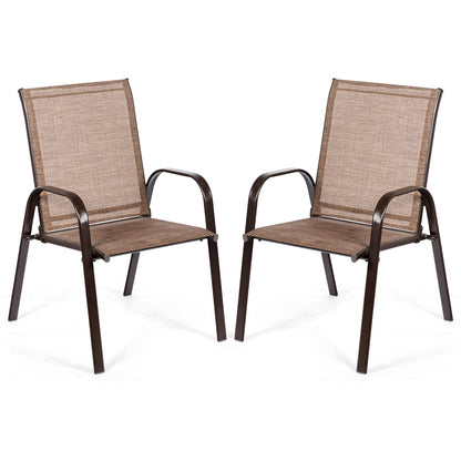 2 sillas de patio, silla de comedor exterior con reposabrazos - Marrón