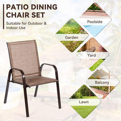 2 sillas de patio, silla de comedor exterior con reposabrazos - Marrón
