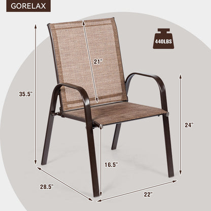 2 sillas de patio, silla de comedor exterior con reposabrazos - Marrón