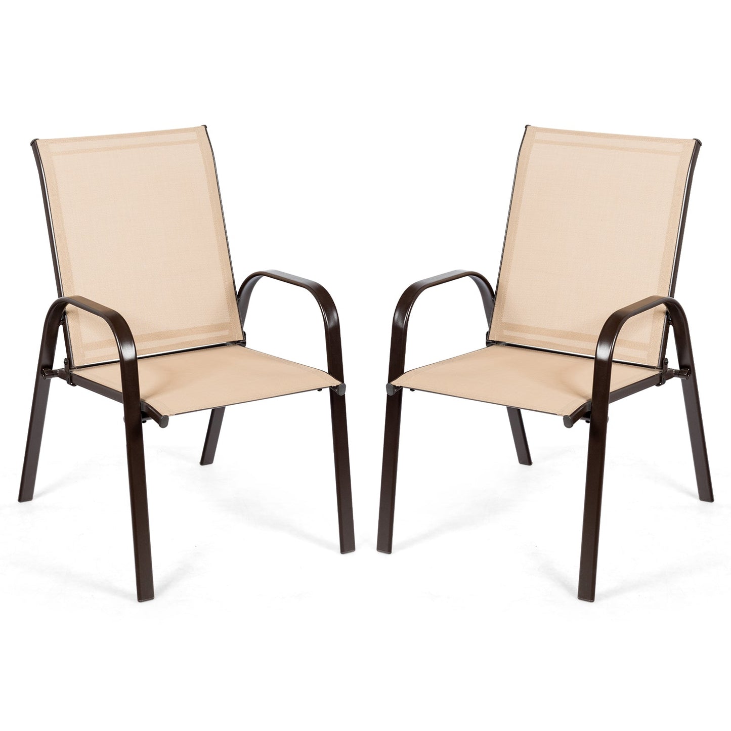 2 sillas de patio, silla de comedor exterior con reposabrazos - Marrón
