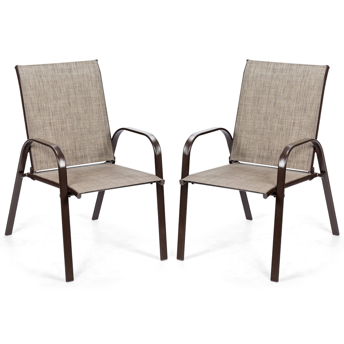 2 sillas de patio, silla de comedor exterior con reposabrazos - Marrón