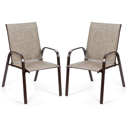 2 sillas de patio, silla de comedor exterior con reposabrazos - Marrón