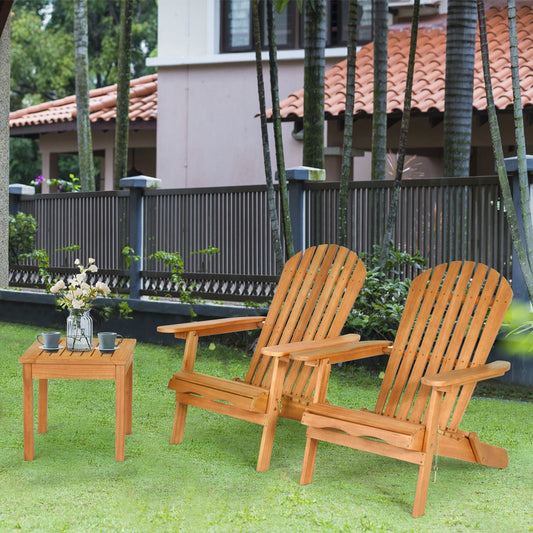 3 Pieces Adirondack Chair Set with Widened Armrest - Tampa Home & Garden Store