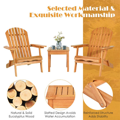 3 Pieces Adirondack Chair Set with Widened Armrest