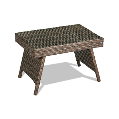 Mesa auxiliar plegable de ratán PE para patio/jardín - Marrón