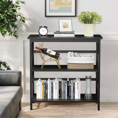 Estantería Etagere de Almacenamiento de Madera de 3 Niveles Multifuncional con Diseño en X - Negro