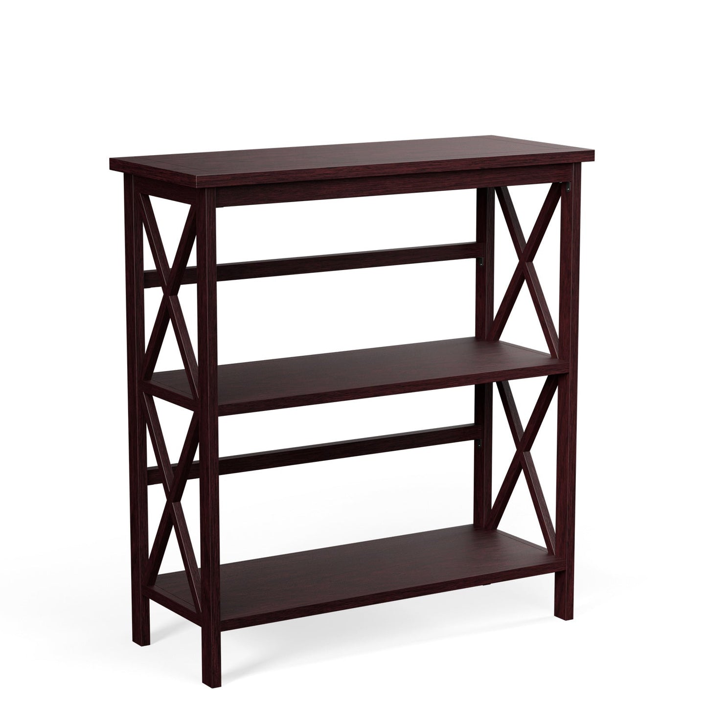 Estantería Etagere de Almacenamiento de Madera de 3 Niveles Multifuncional con Diseño en X - Negro
