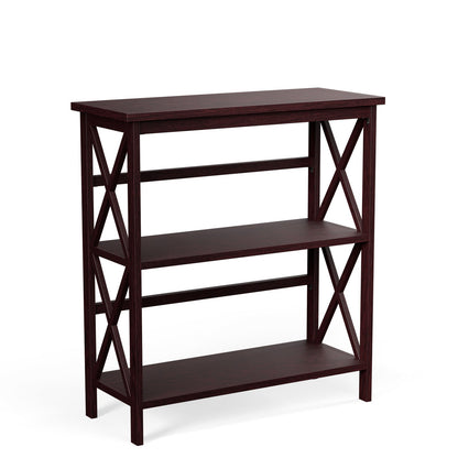 Estantería Etagere de Almacenamiento de Madera de 3 Niveles Multifuncional con Diseño en X - Negro