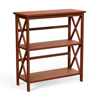Estantería Etagere de Almacenamiento de Madera de 3 Niveles Multifuncional con Diseño en X - Negro