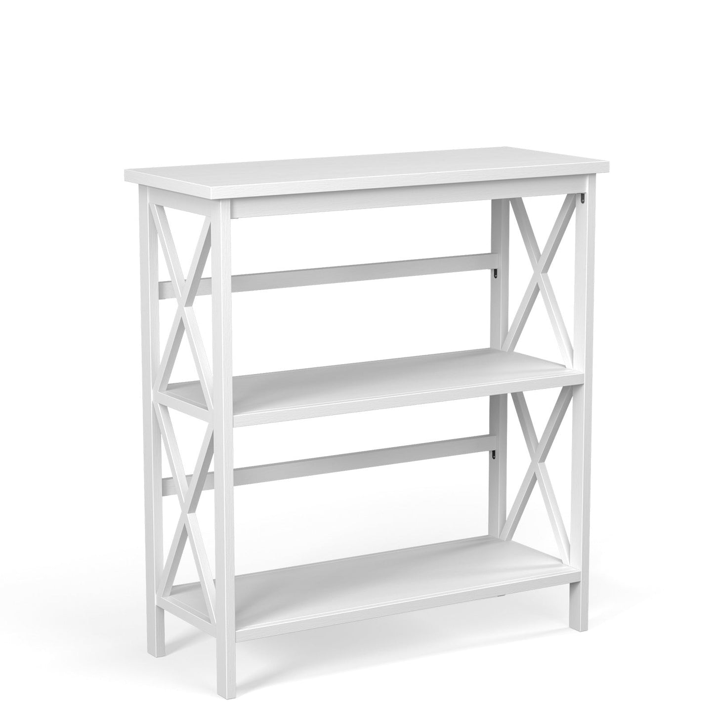 Estantería Etagere de Almacenamiento de Madera de 3 Niveles Multifuncional con Diseño en X - Negro