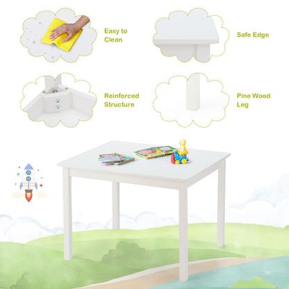 5 pcs Kids Pine Wood Table Chair Set