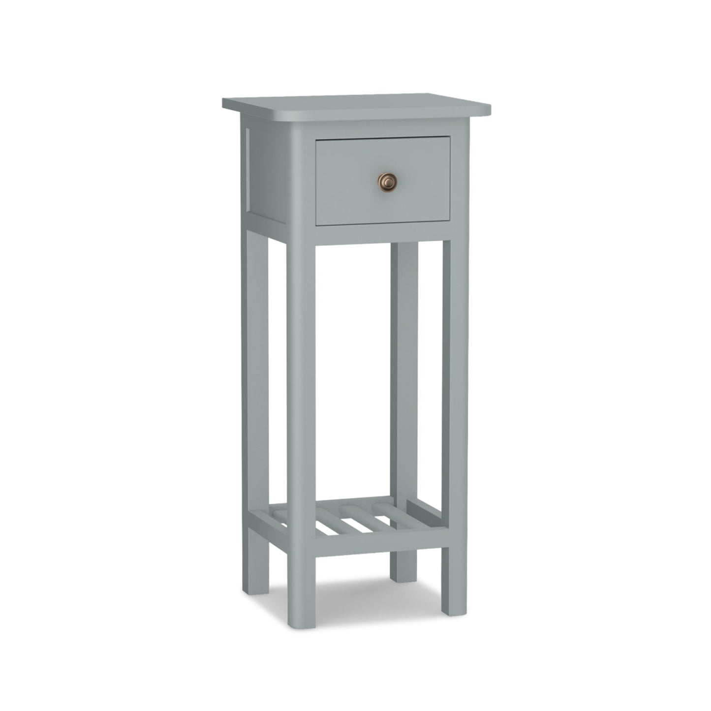 2 Tier Slim Nightstand Bedside Table with Drawer Shelf-Brown