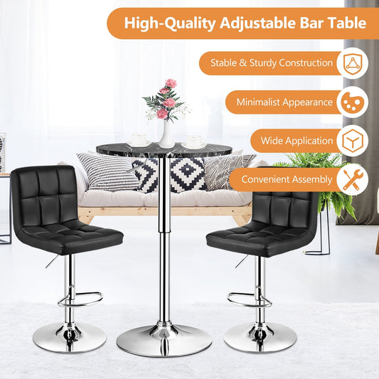 360° Swivel Cocktail Pub Table with Sliver Leg and Base-Black - Tampa Home & Garden Store
