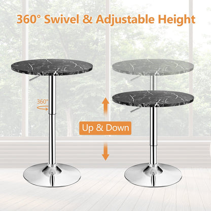 360° Swivel Cocktail Pub Table with Sliver Leg and Base-Black