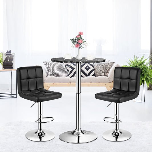 360° Swivel Cocktail Pub Table with Sliver Leg and Base-Black - Tampa Home & Garden Store