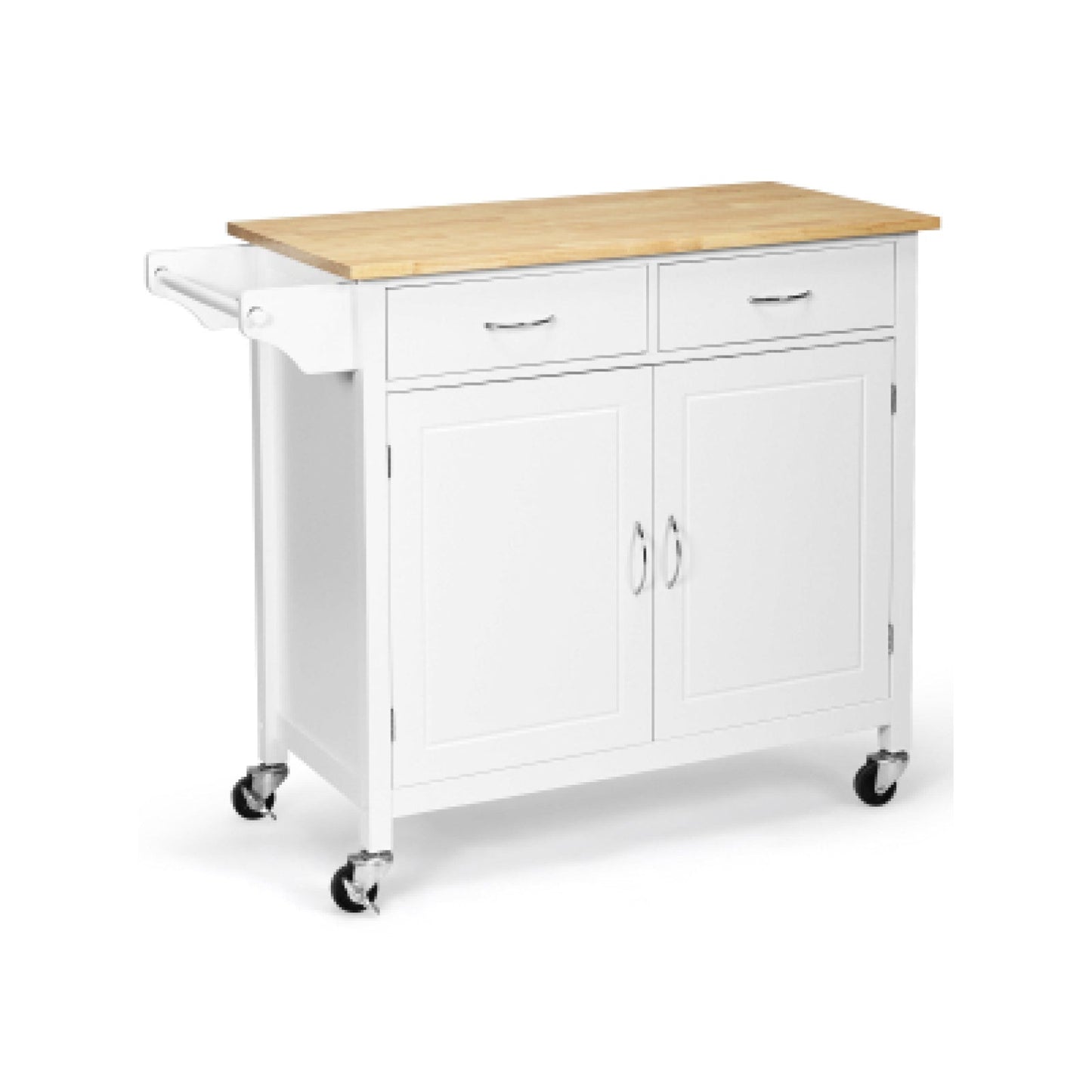 Modern Rolling Kitchen Cart Island with Wooden Top-Brown