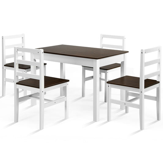 Juego de comedor compacto de cocina de madera maciza de 5 piezas - Nogal