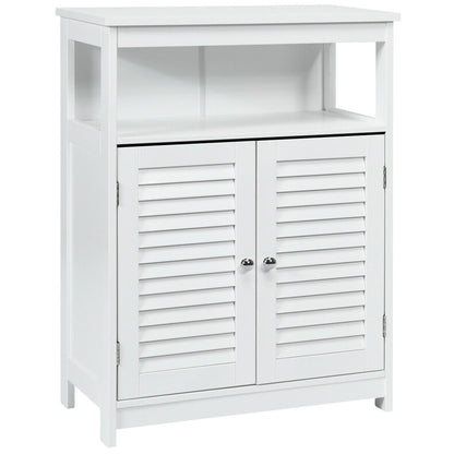 Mueble de baño de madera independiente con puerta doble persiana - Negro