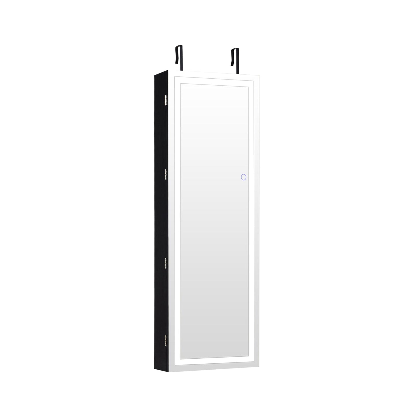 Alhajero con espejo, espejo de cuerpo entero y 2 luces LED internas - Negro