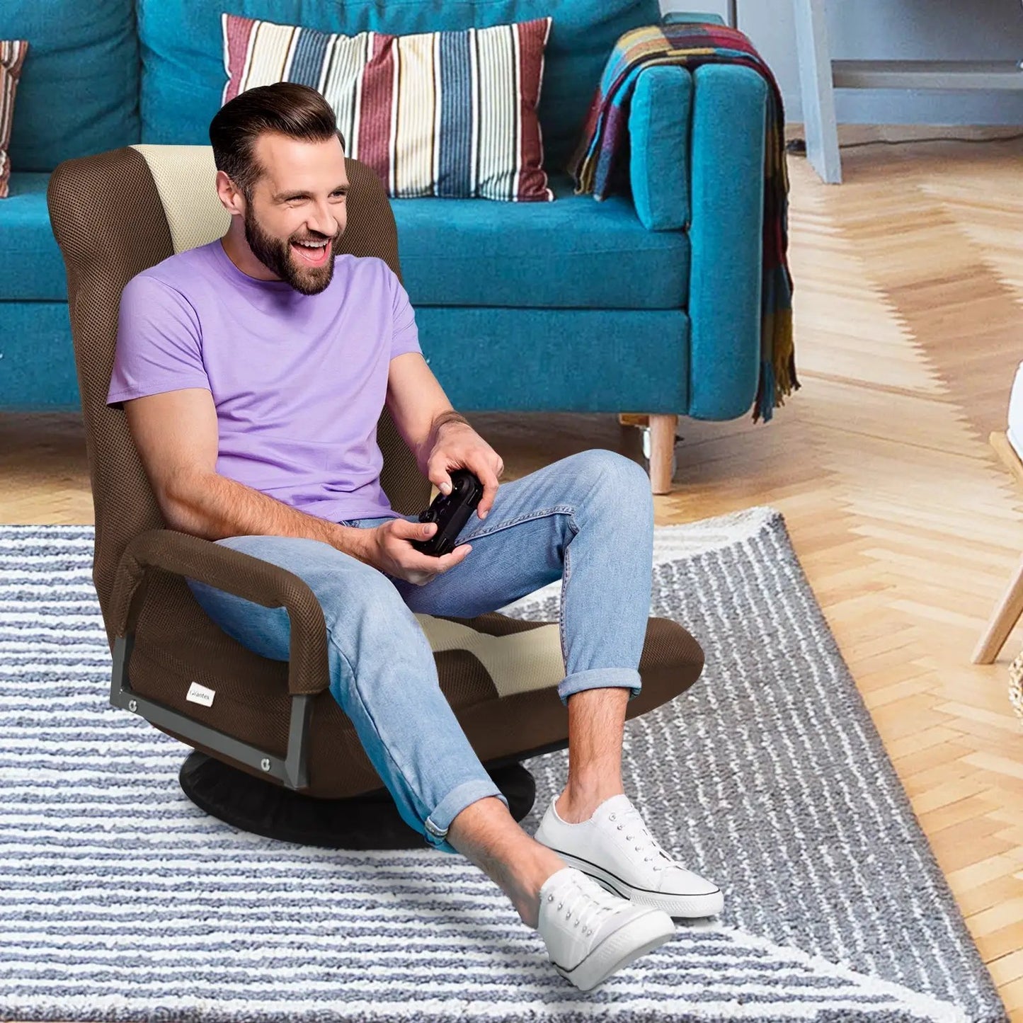 360-Degree Swivel Gaming Floor Chair Backrest