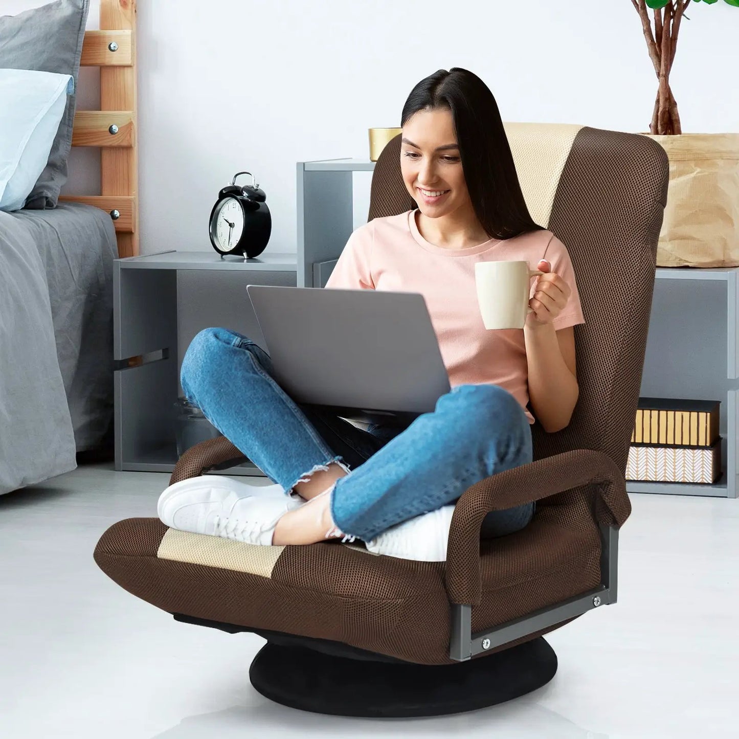 360-Degree Swivel Gaming Floor Chair Backrest