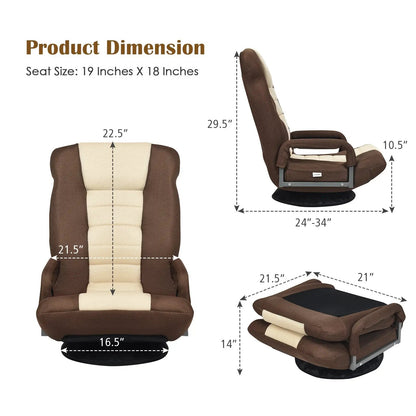 360-Degree Swivel Gaming Floor Chair Backrest