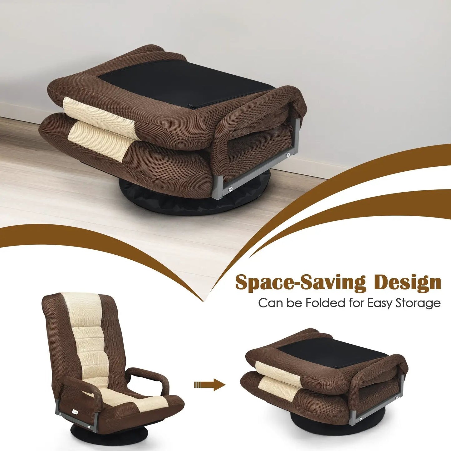 360-Degree Swivel Gaming Floor Chair Backrest