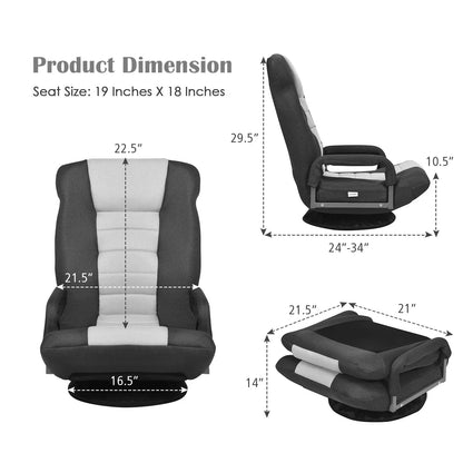 360-Degree Swivel Gaming Floor Chair Backrest